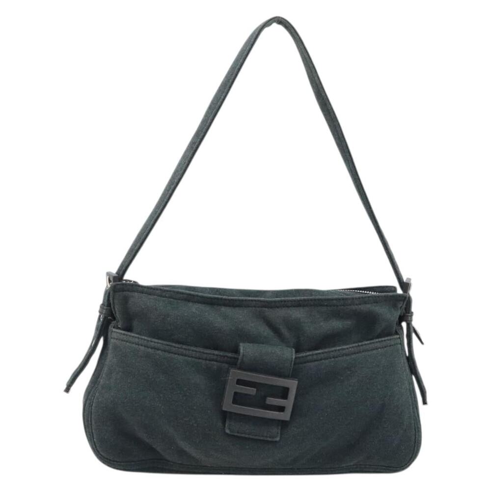 Fendi Cotton Mamma Baguette Handbag Gray